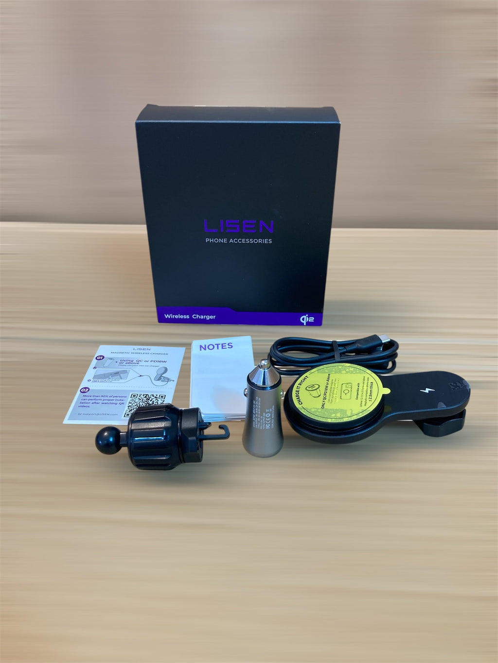 LISEN Wireless Magnetic Car Charger with Cooling Fan